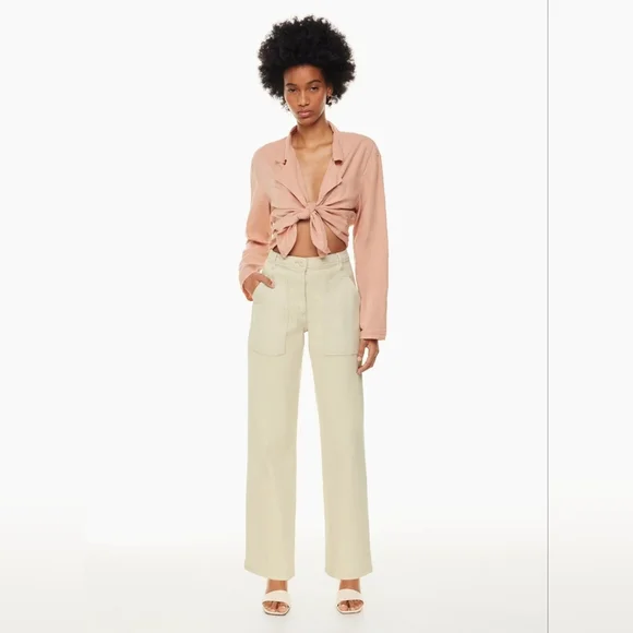 WILFRED Modern Utility Pant Wide Leg Trouser GD Birch White 2 Aritzia - Picture 3 of 13